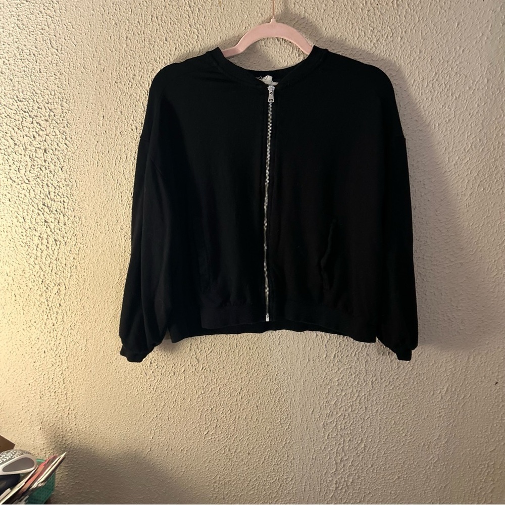 Love Stitch Women's Black Zip-Up Jacket Size S Casual Everyday Layering